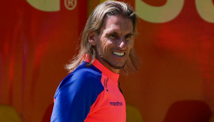 Sebastián Beccacece durante un recorrido por la Casa de la Selección, en Quito, el 27 de agosto de 2024.