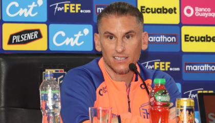 Sebastián Beccacece, director técnico de la selección de Ecuador, durante la rueda de prensa del 29 de agosto de 2024.