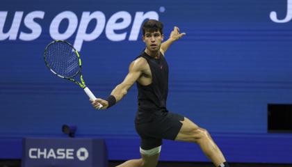 Carlos Alcaraz, durante la segunda ronda del US Open, el 30 de agosto de 2024.