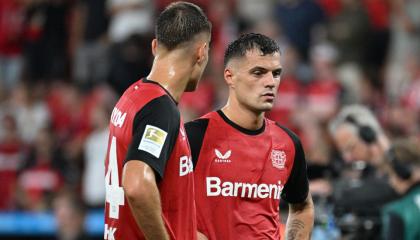 Jugadores del Bayer Leverkusen en el partido ante el Leipzig, 31 de agosto de 2024.