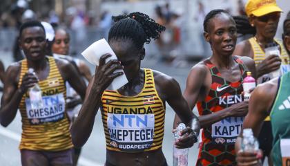 La atleta ugandesa Rebecca Cheptegei, durante el Mundial de Atletismo en Budapest, el 26 de agosto de 2023.