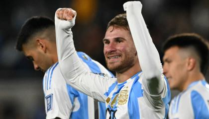 Alexis Mac Allister, de Argentina, festeja su gol frente a Chile por la Fecha 7 de las Eliminatorias, el 5 de septiembre de 2024.