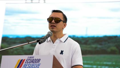 El presidente Daniel Noboa durante un evento en Rocafuerte, el 4 de septiembre de 2024.