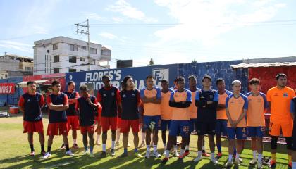 Los jugadores de Deportivo Quito durante un entrenamiento en el Complejo de Carcelén, el 18 de septiembre de 2024.