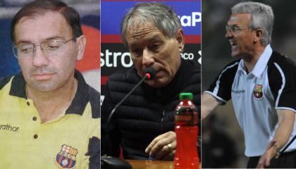 José María Andrade, Ariel Holan y Benito Floro, entrenadores de Barcelona SC que tuvieron que apostar por los jóvenes.