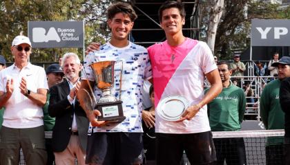 Francisco Comesaña y Federico Coria en el Challenger de Buenos Aires, 2023.