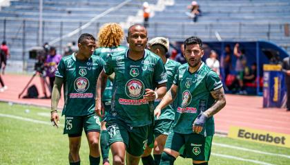 Jugadores de Mushuc Runa, durante un partido de LigaPro, el 5 de septiembre de 2024.