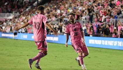 Lionel Messi festeja durante un partido con el Inter Miami, el 19 de octubre de 2024.