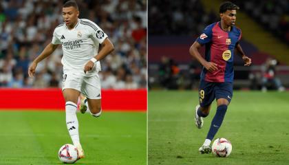 Kilyan Mbappé y Lamine Yamal, las dos nuevas figuras del Real Madrid y el FC Barcelona, que se enfrentarán en el clásico español, el 26 de octubre de 2024.