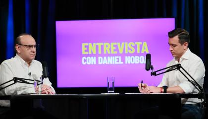 El presidente Daniel Noboa en entrevista en TC Televisión, el domingo 27 de octubre de 2024, en Guayaquil.