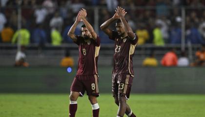 Jugadores de Venezuela, durante un partido de Eliminatorias, el 10 de octubre de 2024.