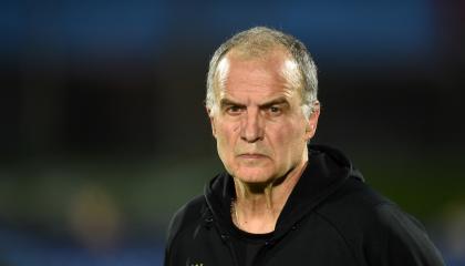 Marcelo Bielsa, durante un partido de Uruguay por Eliminatorias, el 15 de octubre de 2024.