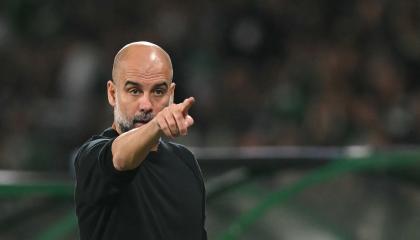 Pep Guardiola, durante un partido de la Champions League, ante el Sporting de Lisboa, el 5 de noviembre de 2024.