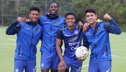 Los jugadores que son parte de la selección de Ecuador, previo al Sudamericano Sub 20, el 10 de enero de 2025.