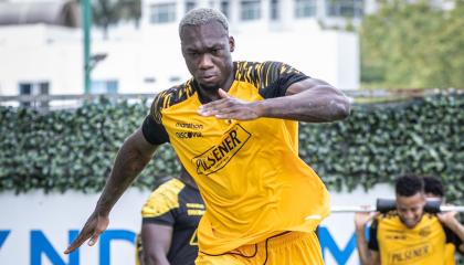 Felipe Caicedo, durante un entrenamiento con Barcelona SC, el 15 de enero de 2025.