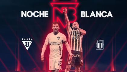 Afiche de la Noche Blanca de Liga de Quito, que se jugará el 25 de enero de 2025.