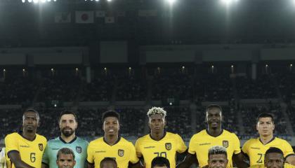 Los jugadores de la selección de Ecuador posan previo al partido ante Japón por la Copa Kirin, el jueves 1 de octubre de 2026.