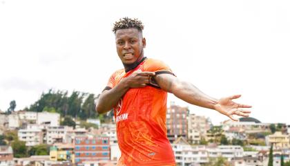 Gabriel Cortez, jugador ofensivo del Libertad celebra uno de los goles del equipo ante Guayaquil City, el sábado 17 de octubre de 2026.