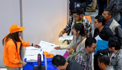 Fotografía de archivo de una feria de empleo organizada por ConQuito en julio de 2025.