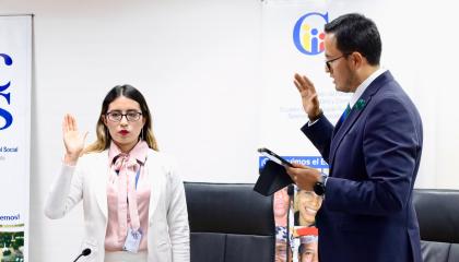 Cynthia Jacho el 28 de enero de 2026 cuando fue designada presidenta de la Comisión Ciudadana de Selección del CPCCS.