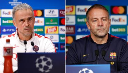 Luis Enrique (DT del PSG) y Hans Flick (DT del FC Barcelona), se enfrentan este martes 20 de octubre de 2026, por la UEFA Champions League.