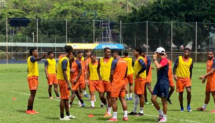 Los jugadores de Atlético FC, en su entrenamiento del martes 20 de octubre de 2026.