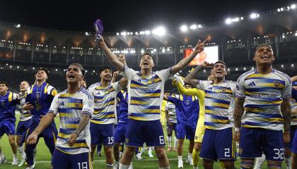 Jugadores de Boca Juniors celebran la victoria ante Vasco da Gama tras la semifinal de vuelta de la Copa Sudamericana, el martes 20 de octubre de 2026.