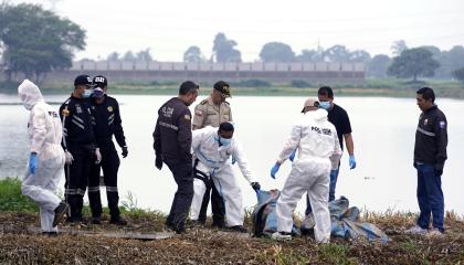En el sector Las Cañitas en el kilómetro 12 de la vía Jujan- Babahoyo se hallaron ocho cuerpos en sacas de arroz, el 3 de junio del 2026, correspondientes a jóvenes desaparecidos del sector de la T de Daule.