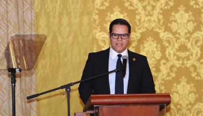 José Julio Neira ofrece declaraciones en el Palacio de Carondelet, Quito, 7 de marzo de 2024.