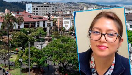 Fotografía de archivo de la Plaza Grande, en el Centro Histórico de Quito, y de Daniela Astudillo.