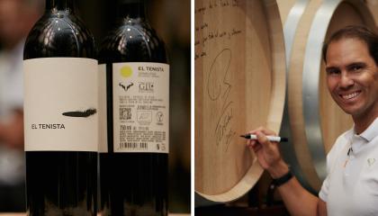 Rafael Nadal firma un barril de vino 'El Tenista'.