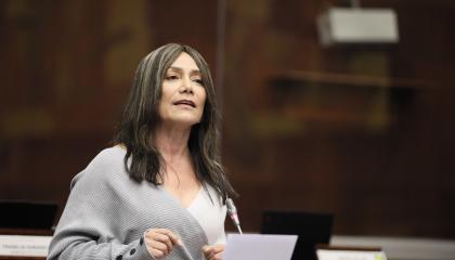 La asambleísta de Revolución Ciudadana, Patricia Núñez, en el Pleno del 12 de agosto de 2026.