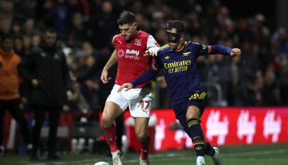 Martin Zubimendi, del Arsenal, ante el Fleewood Town, en el partido válido por la Carabao Cup, jugado el martes 27 de octubre de 2026.