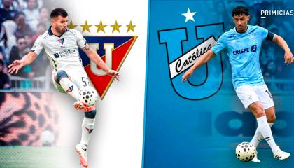Marcelo Weingandt, lateral de Liga de Quito y Facundo Martínez, volante de Universidad Católica.
