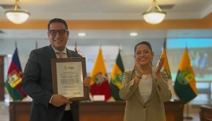 Alexandro Tonello, candidato a la Prefectura de Pichincha, cuando renunció a su cargo de viceprefecto de la provincia, el 13 de agosto de 2026.