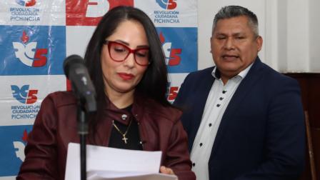Luisa González el 30 de septiembre de 2025 en una rueda de prensa en la sede de la Revolución Ciudadana.