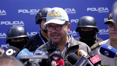 El ministro del Interior, John Reimberg, se refirió el 17 de mayo de 2026 en Guayas a la situación de la cárcel del Encuentro.