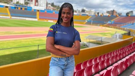 Anahí Suárez, durante una entrevista con PRIMICIAS en el estadio Olímpico Atahualpa, el 14 de agosto de 2026.