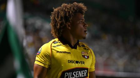 Erick Mendoza, jugador de Barcelona SC, durante el partido ante Liga de Portoviejo por los octavos de final de la Copa Ecuador, el 5 de agosto de 2026.