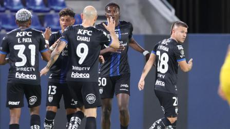 Jugadores de Independiente del Valle en el encuentro Independiente vs Delfín por la fecha 25 de la LigaPro en el estadio Banco Guayaquil. El 14 de agosto de 2026