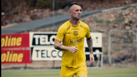 Damián Díaz, nuevo fichaje de Barcelona SC, durante el entrenamiento del jueves 27 de agosto de 2026.
