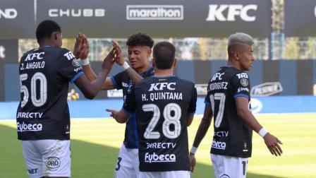 Los jugadores de Independiente del Valle festejan un gol ante Deportivo Cuenca el 2 de agosto de 2026, por la Fecha 23 de la LigaPro.
