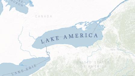 La imagen compartida por el presidente estadounidense Donald Trump con el cambio de nombre del lago Ontario, que pasará a denominarse "Lago América" para su administración.