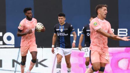 El jugador de Universidad Católica, José Fajardo, celebra un gol de su equipo ante Independiente del Valle en la Fecha 27 de la LigaPro, el sábado 29 de agosto de 2026.