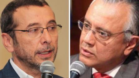 El exsecretario de la Administración, Vinicio Alvarado (Izq.) y el exsecretario Jurídico de Presidencia, Alexis Mera, recusaron a la jueza Daniella Camacho y a la fiscal Diana Salazar. 