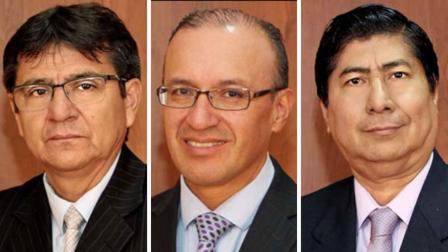 De izq. a der.: Milton Ávila, Lauro de la Cadena (ponente) y José Layedra conforman el Tribunal de Casación del Caso Sobornos.