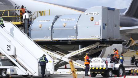 Trabajadores del aeropuerto de Quito reciben 193.050 dosis de Pfizer, el 17 de agosto de 2021.