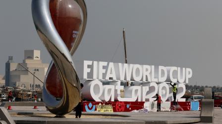 El rótulo de la Copa del Mundo de la FIFA en Qatar.