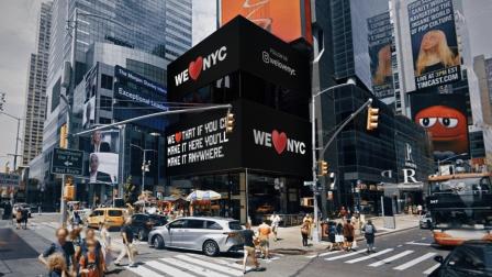 La ciudad de Nueva York su nuevo logo "We ♥ NYC". 