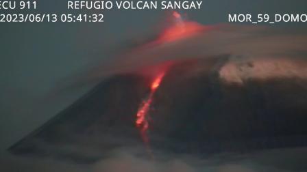 Vista panorámica del volcán Sangay, sur de Ecuador, el 13 de junio de 2023. 